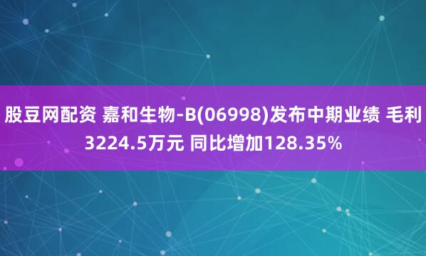 股豆网配资 嘉和生物-B(06998)发布中期业绩 毛利3224.5万元 同比增加128.35%
